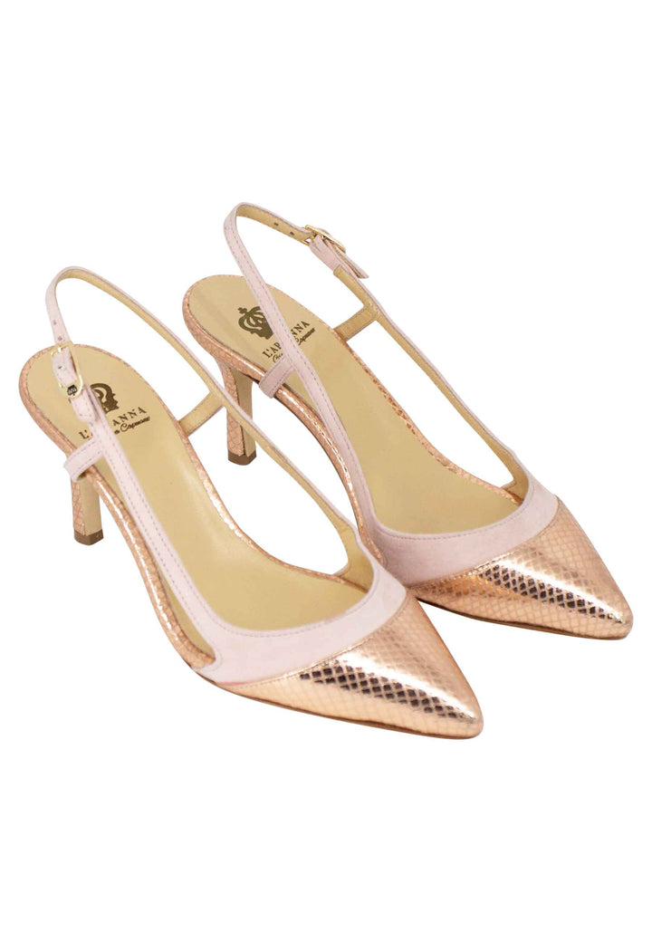 Spatarella Decollete slingback donna in pelle e camoscio nude tacco alto Offerte esclusive