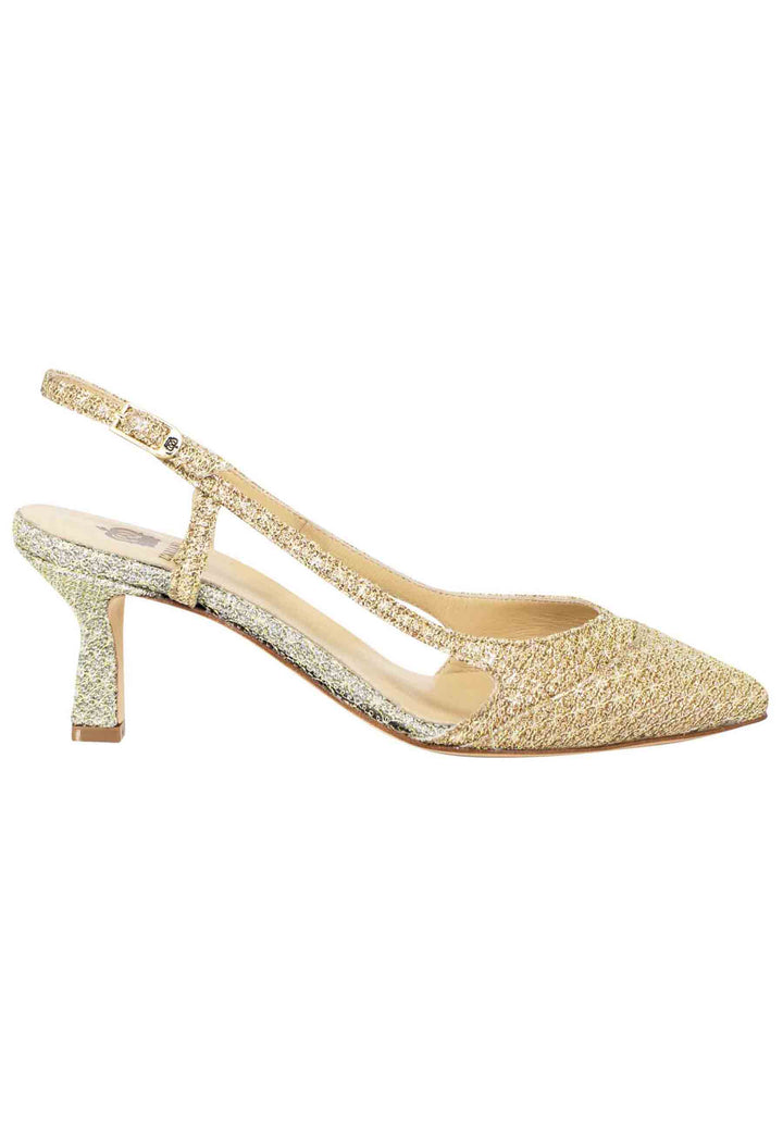 Spatarella Decollete slingback donna in tessuto platino e oro Liquidazione