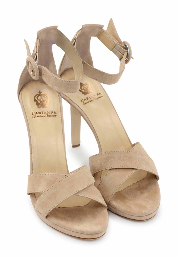 Spatarella Sandali donna in camoscio nude con tacco alto e cinturino alla caviglia Offerte speciali