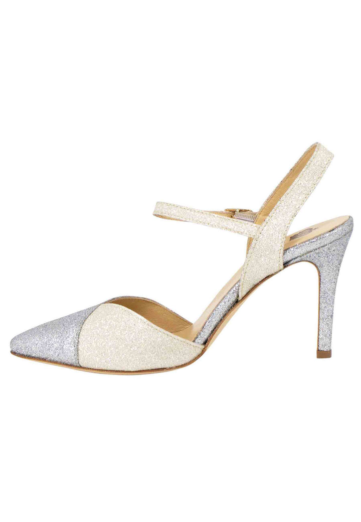 Spatarella Sandali donna in glitter argento con cinturino alla caviglia Sconti VIP