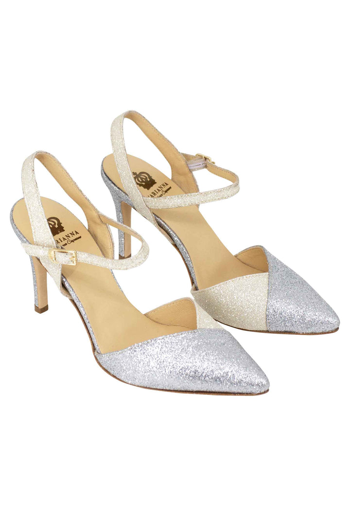 Spatarella Sandali donna in glitter argento con cinturino alla caviglia Sconti VIP