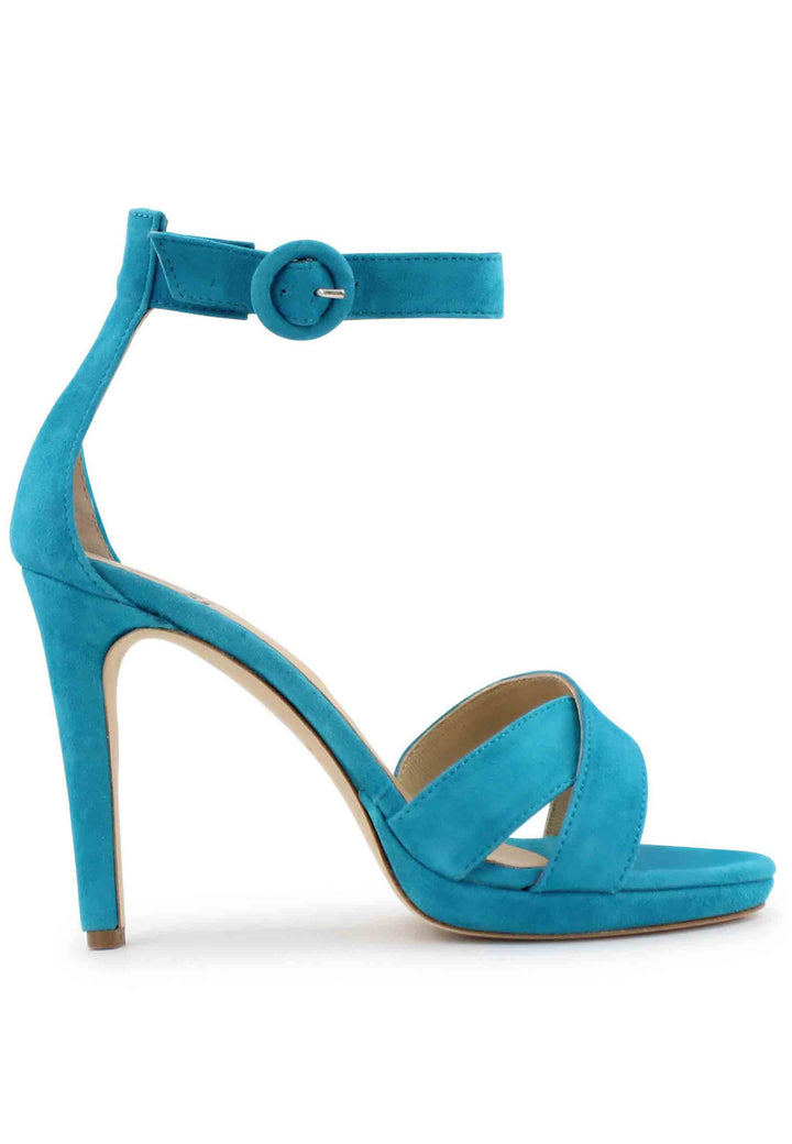 Spatarella Sandali donna in pelle azzurra con tacco alto e cinturino alla caviglia Super Saving Price