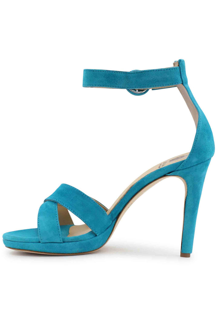 Spatarella Sandali donna in pelle azzurra con tacco alto e cinturino alla caviglia Super Saving Price