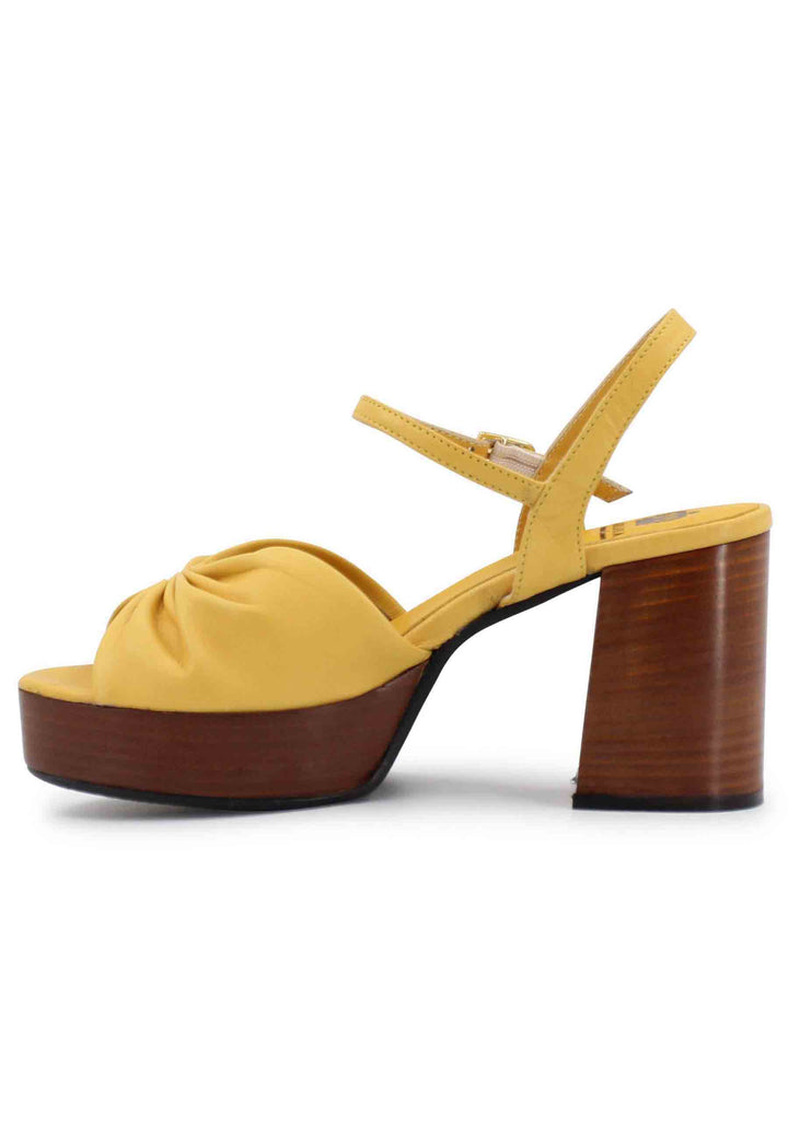 Spatarella Sandali donna in pelle gialla con tacco e plateau in cuoio Ultimi tre giorni