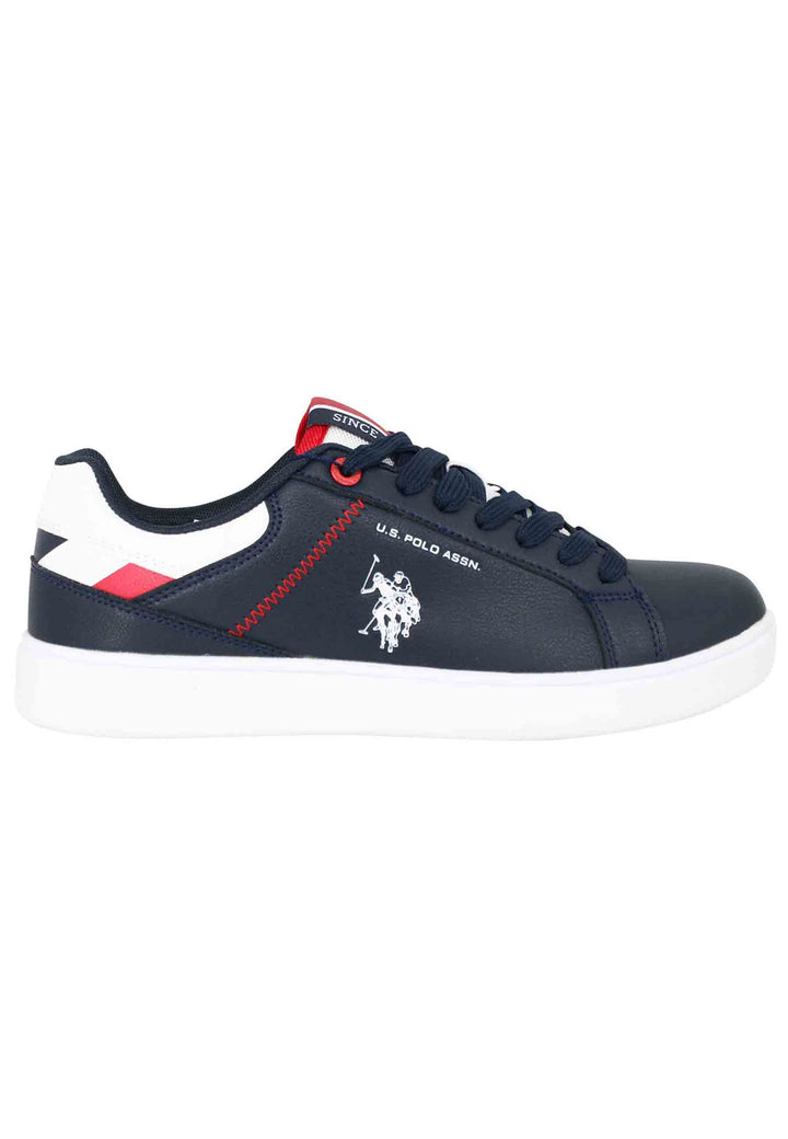 Spatarella Sneakers uomo in ecopelle blu con cuciture in contrasto Fino al 55% di sconto