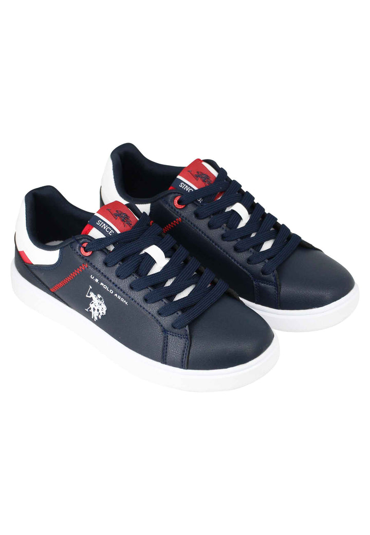 Spatarella Sneakers uomo in ecopelle blu con cuciture in contrasto Fino al 55% di sconto