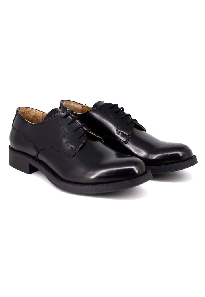 Spatarella Stringate uomo in pelle nera con suola in gomma Italy