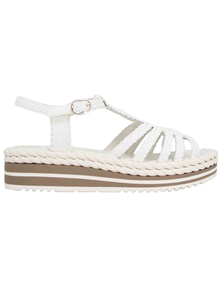 Spatarella Sandali slingback donna in pelle bianca con zeppa bassa in gomma Vendita
