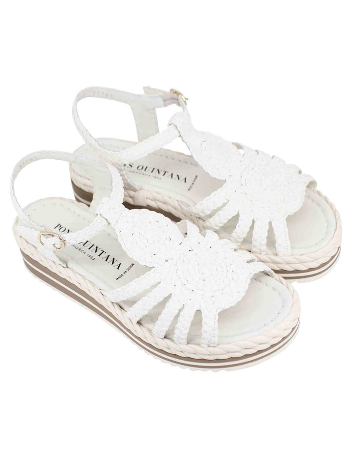 Spatarella Sandali slingback donna in pelle bianca con zeppa bassa in gomma Vendita