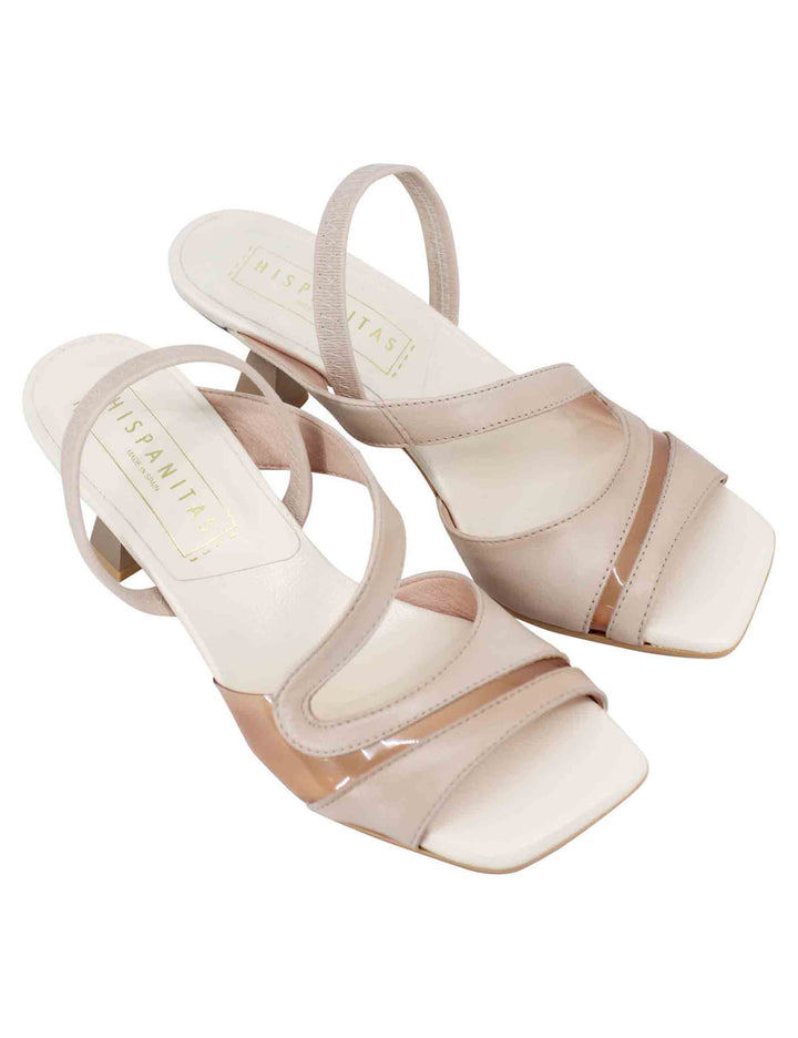 Spatarella Sandali slingback donna in pelle panna con punta quadra Shopping Online