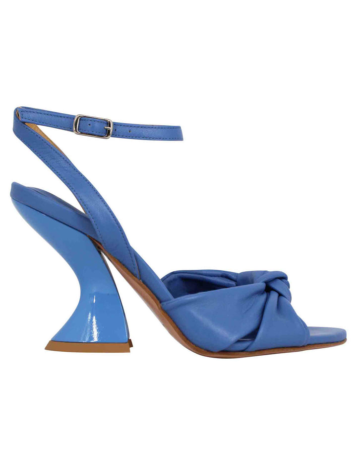 Spatarella Sandali donna in pelle blu con tacco alto e cinturino alla caviglia Affare Del Giorno
