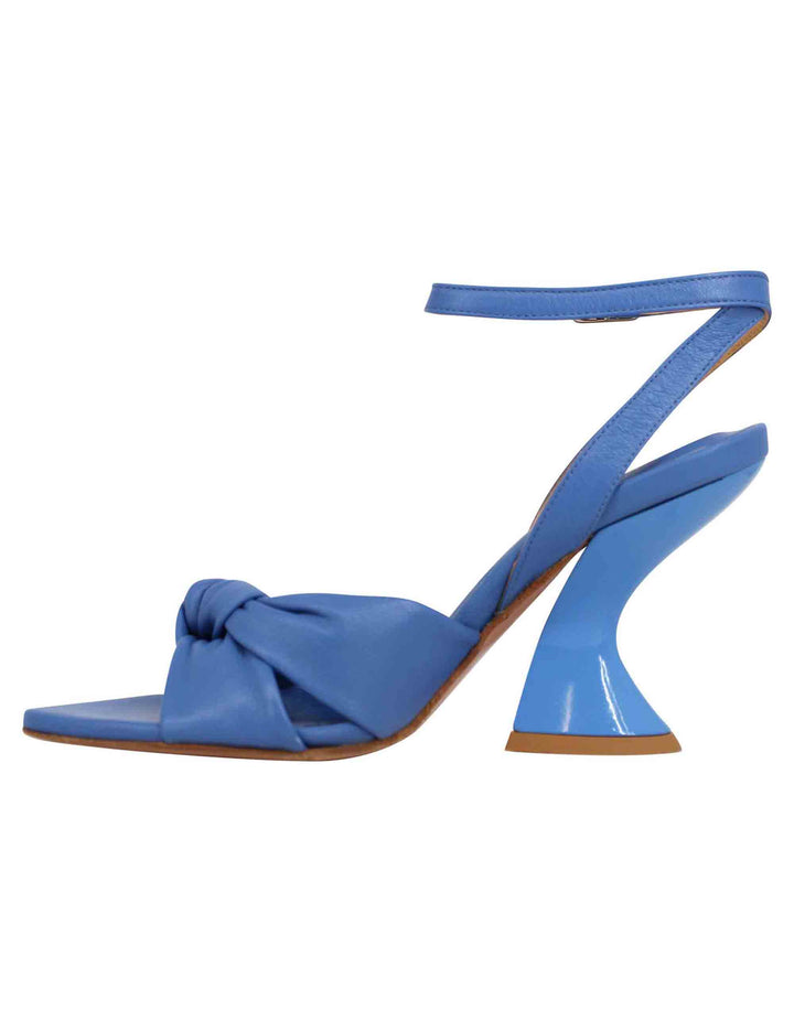 Spatarella Sandali donna in pelle blu con tacco alto e cinturino alla caviglia Affare Del Giorno