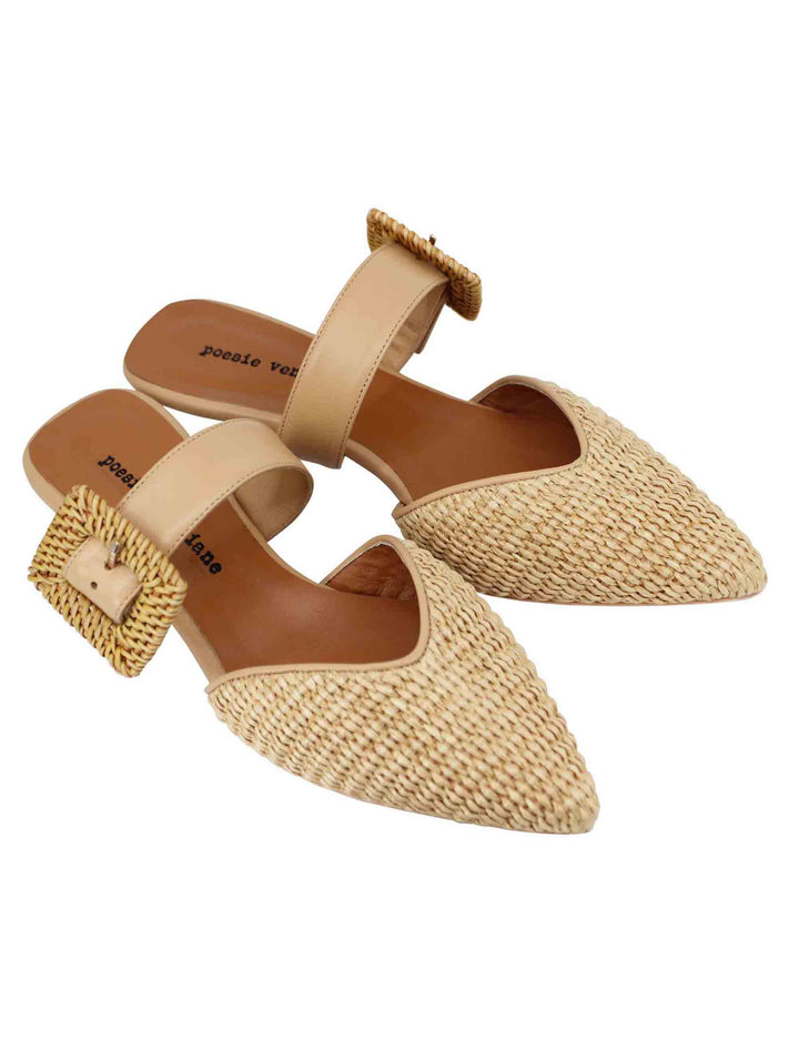 Spatarella Sandali donna in rafia naturale con cinturino e fibbia Sconto