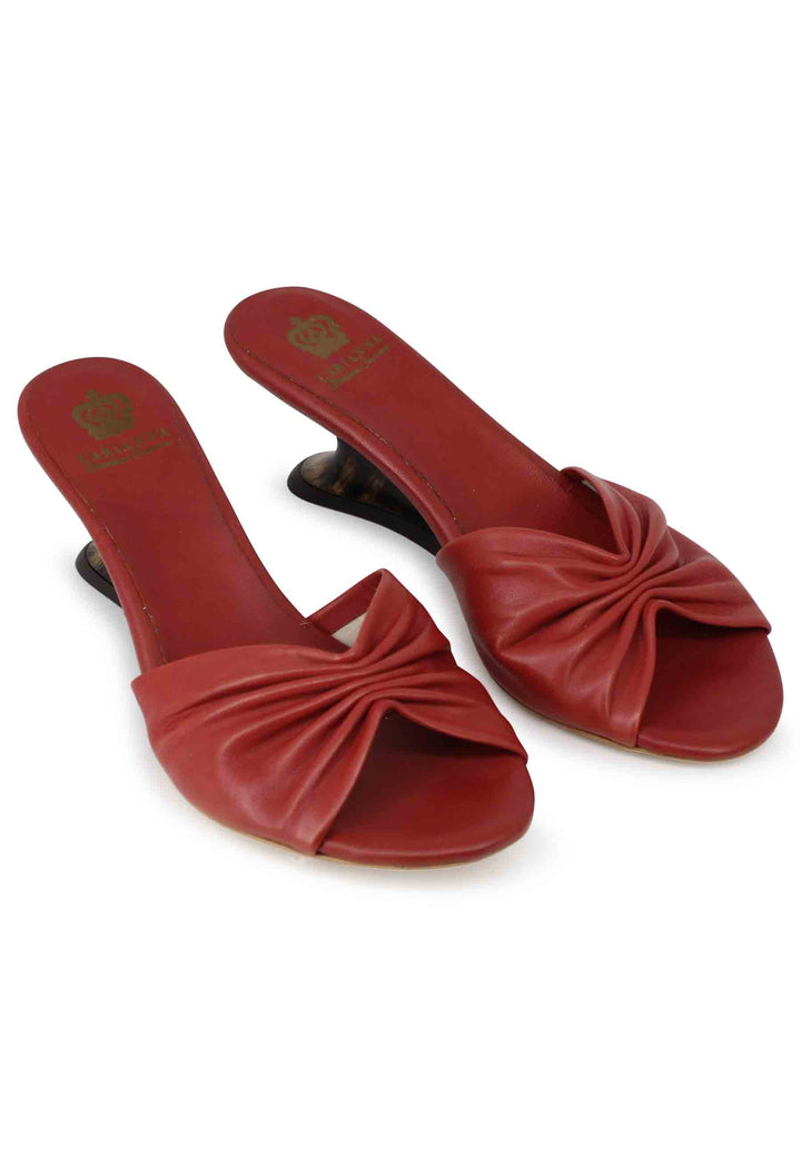 Spatarella Sandali donna in pelle mattone con zeppa bassa Outlet