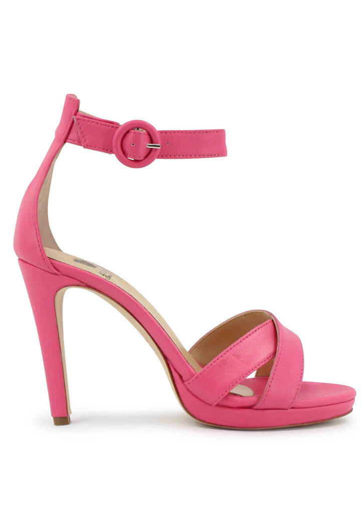 Spatarella Sandali donna in pelle rosa con tacco alto e cinturino alla caviglia Saldi