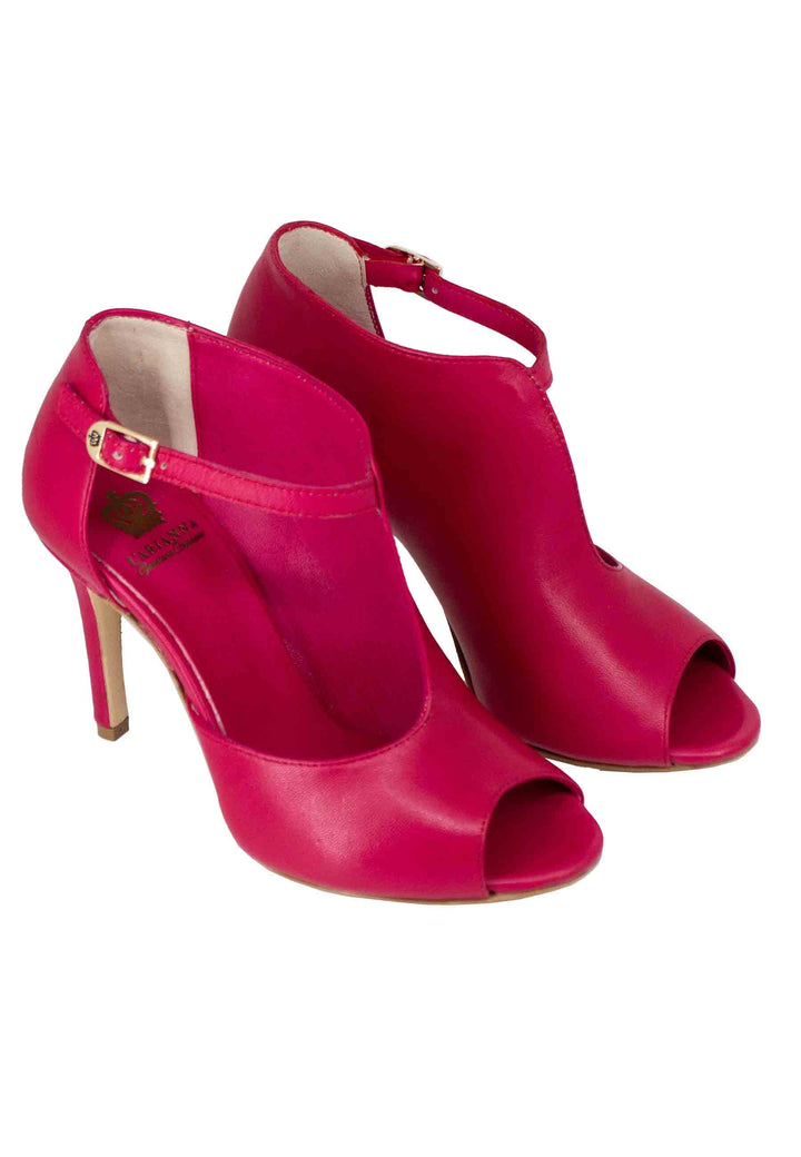 Spatarella Sandali donna in pelle rossa con cinturino e tacco alto Offerte