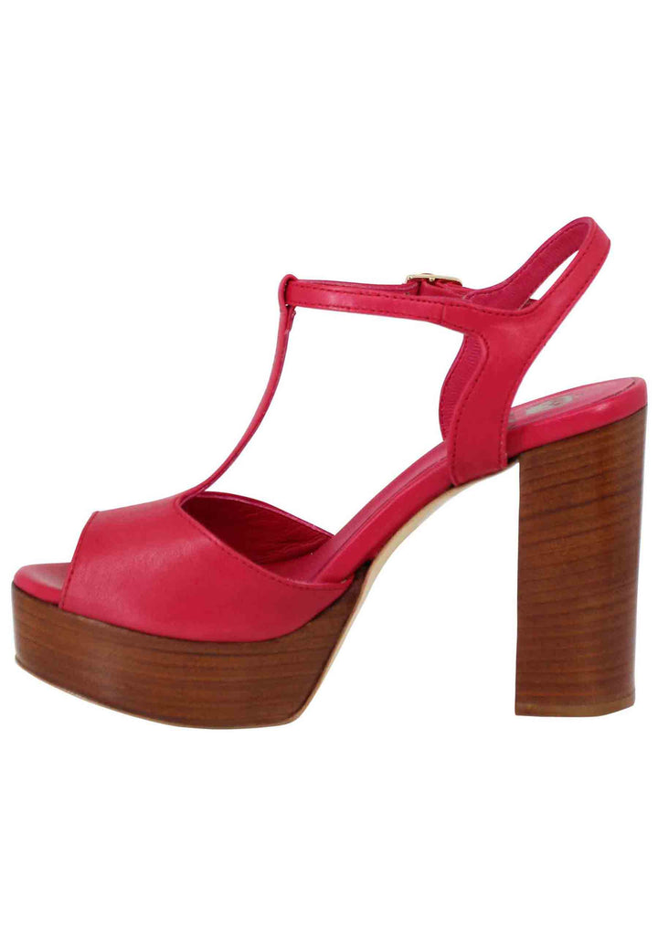Spatarella Sandali donna in pelle rossa con cinturino tacco alto e plateau Hotsell
