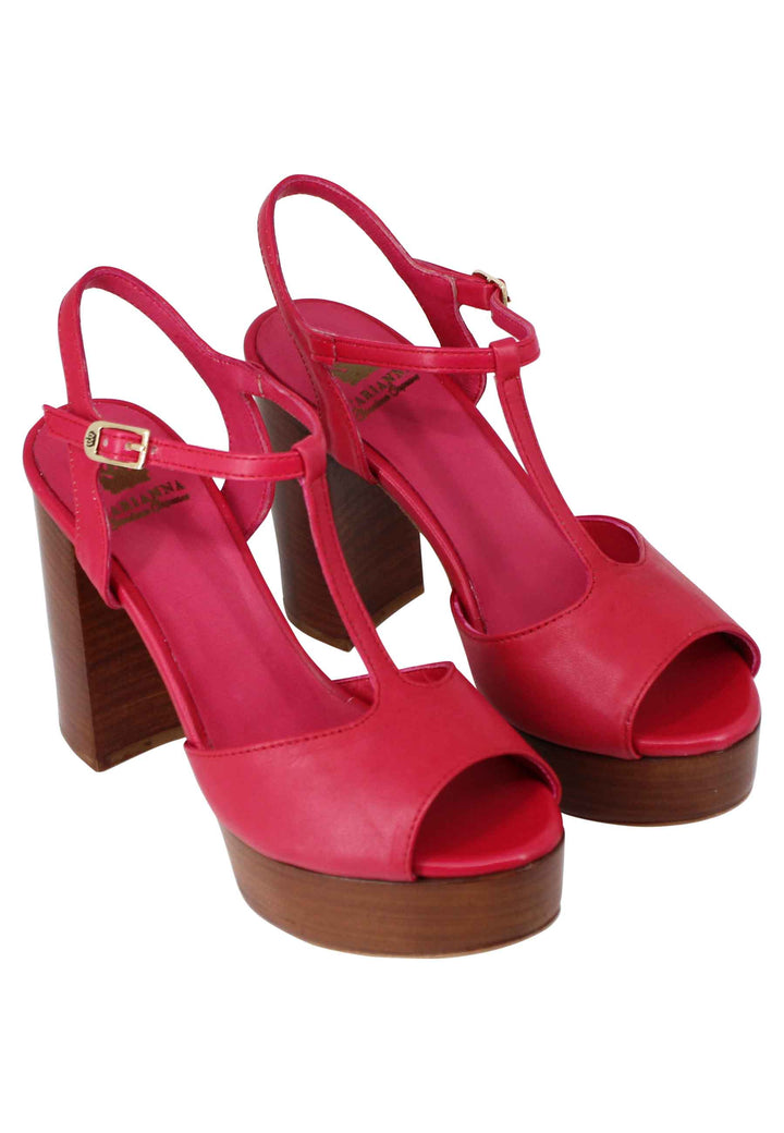 Spatarella Sandali donna in pelle rossa con cinturino tacco alto e plateau Hotsell