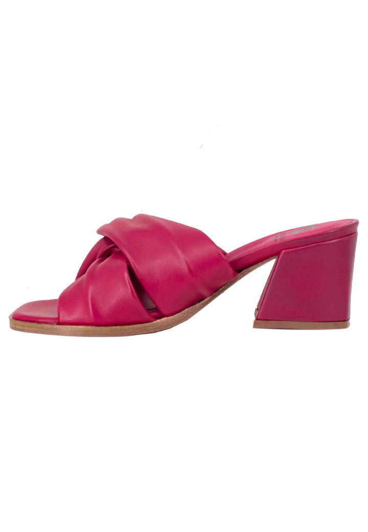 Spatarella Sandali donna in pelle rossa con incrocio senza cinturino Vendita Calda