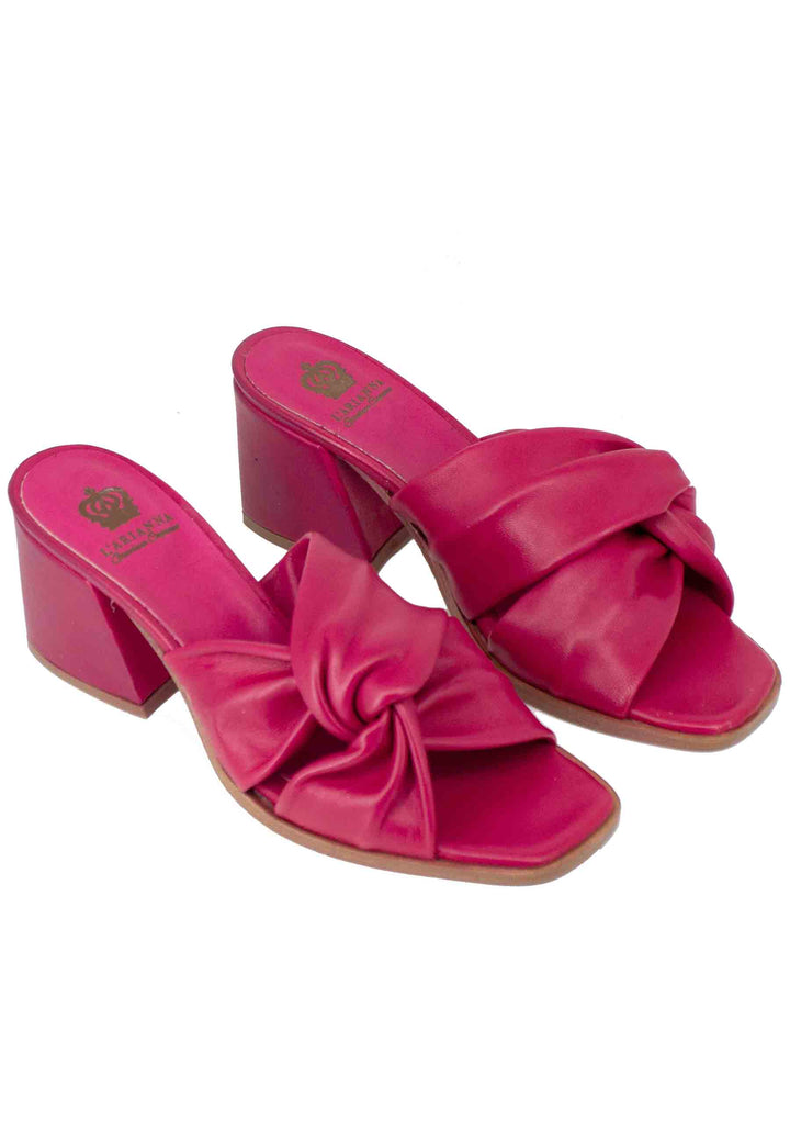 Spatarella Sandali donna in pelle rossa con incrocio senza cinturino Vendita Calda