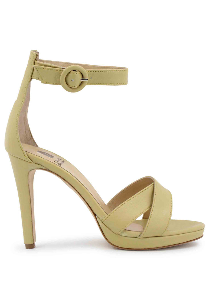 Spatarella Sandali donna in pelle verde con tacco alto e cinturino alla caviglia Vendite Flash