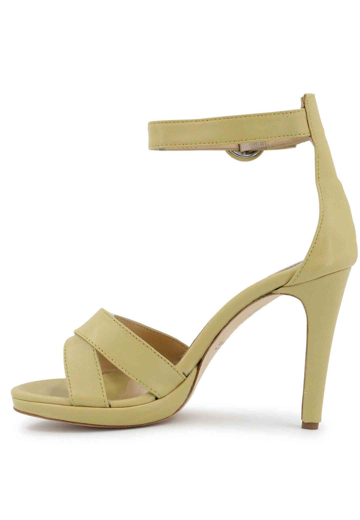 Spatarella Sandali donna in pelle verde con tacco alto e cinturino alla caviglia Vendite Flash