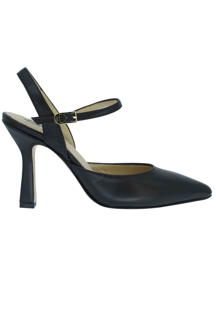 Spatarella Sandali donna pelle nera tacco alto con cinturini Nuova