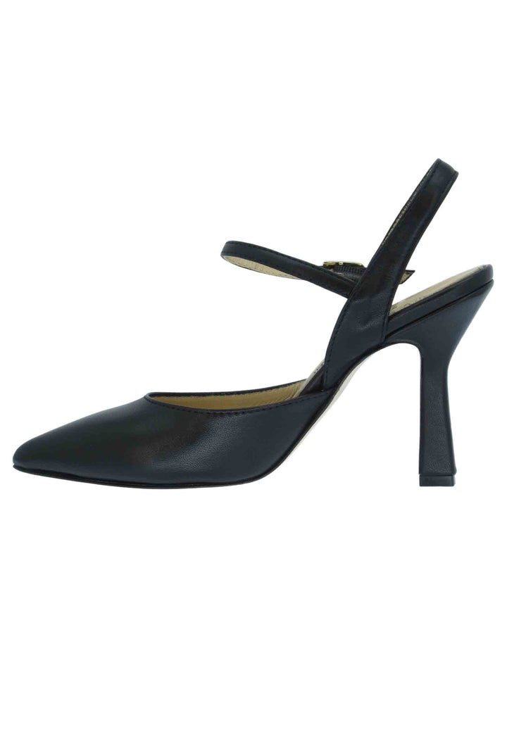 Spatarella Sandali donna pelle nera tacco alto con cinturini Nuova