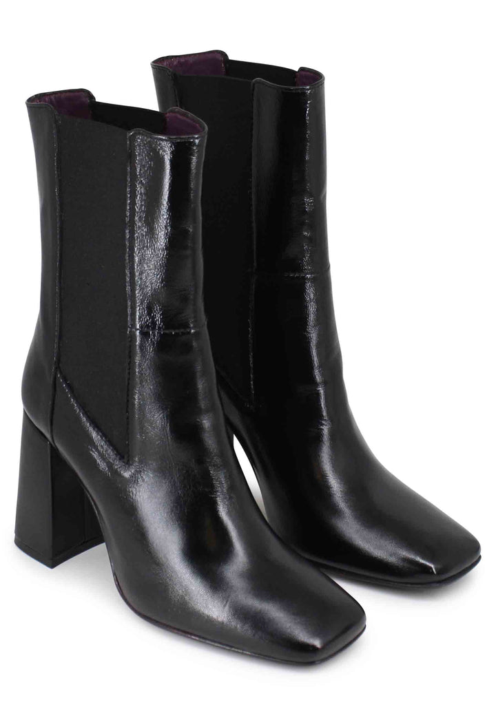 Spatarella Stivaletti beatles donna in pelle nera con tacco alto Sconto di tempo limitato