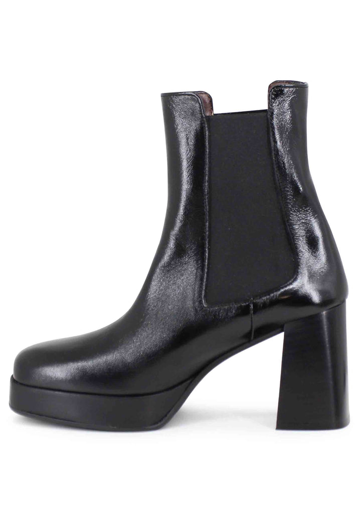 Spatarella Stivaletti beatles donna in pelle nera con tacco e plateau Negozio online di fabbrica
