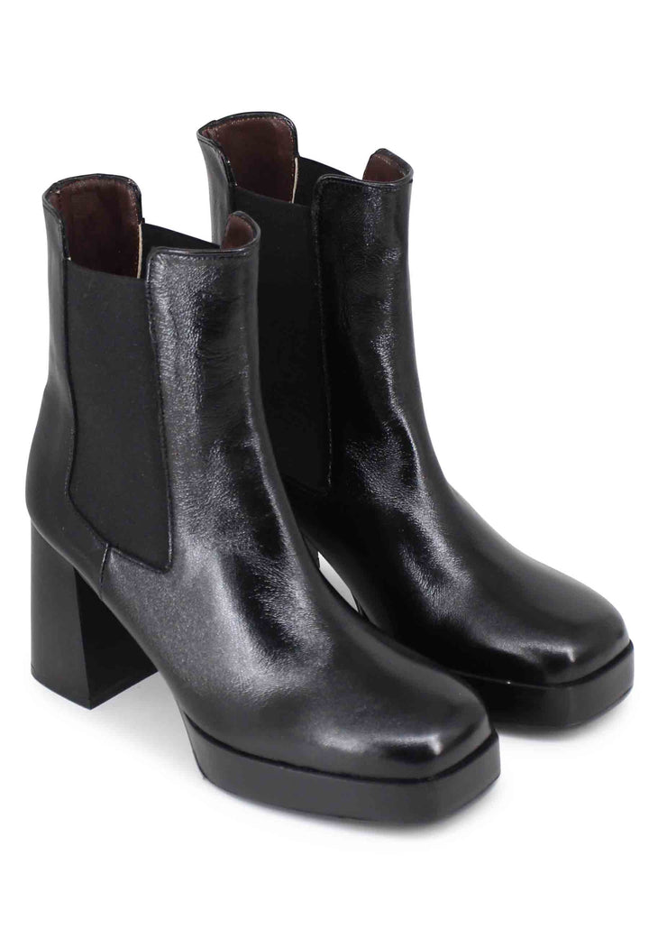 Spatarella Stivaletti beatles donna in pelle nera con tacco e plateau Negozio online di fabbrica