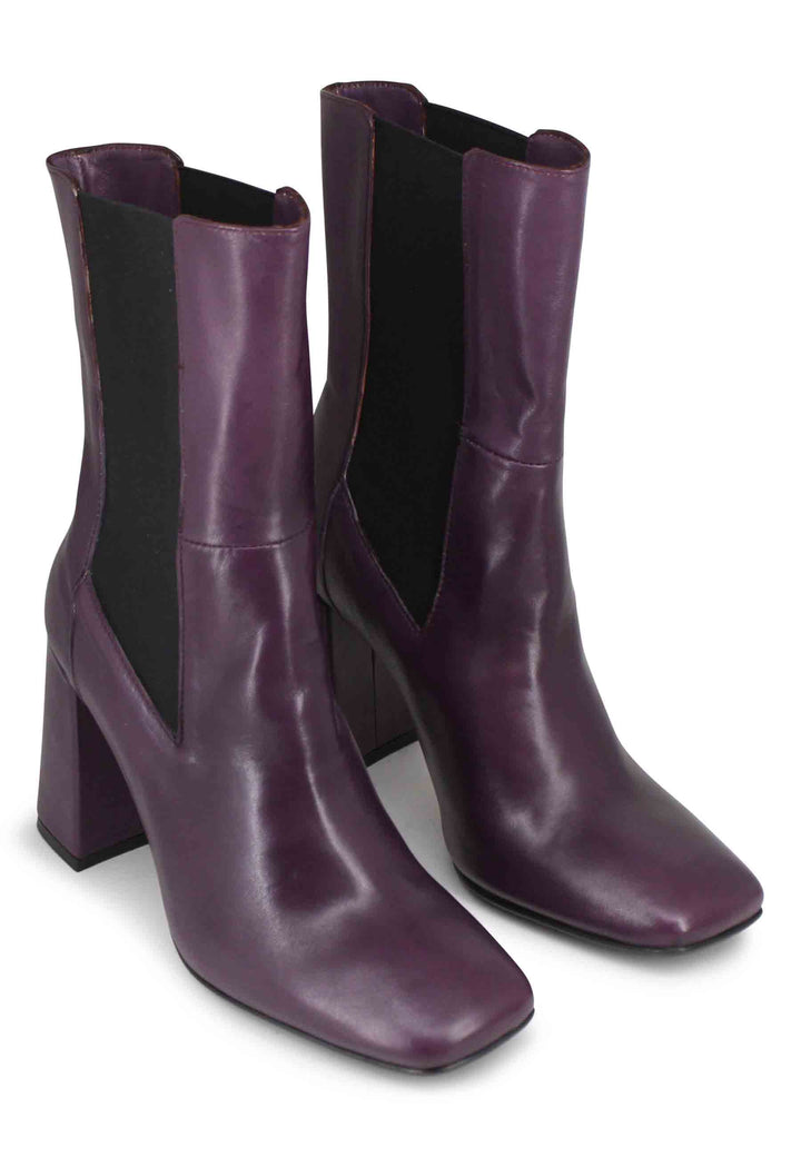 Spatarella Stivaletti beatles donna in pelle viola con tacco alto Prezzo di fabbrica