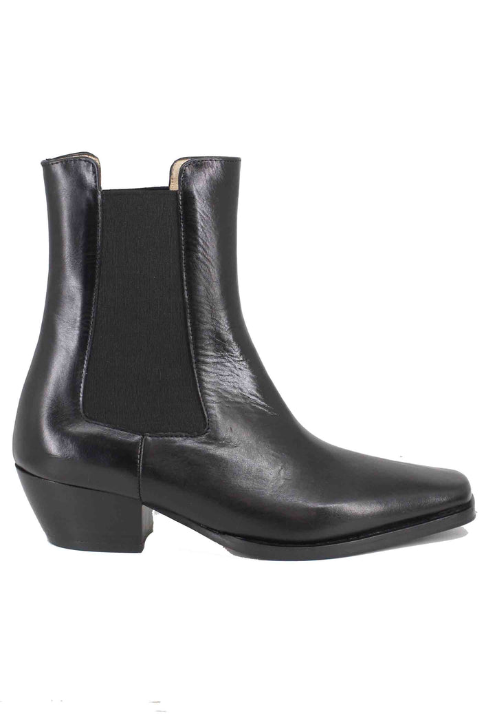Spatarella Stivaletti chelsea boot donna in pelle nera punta quadra Offerta speciale