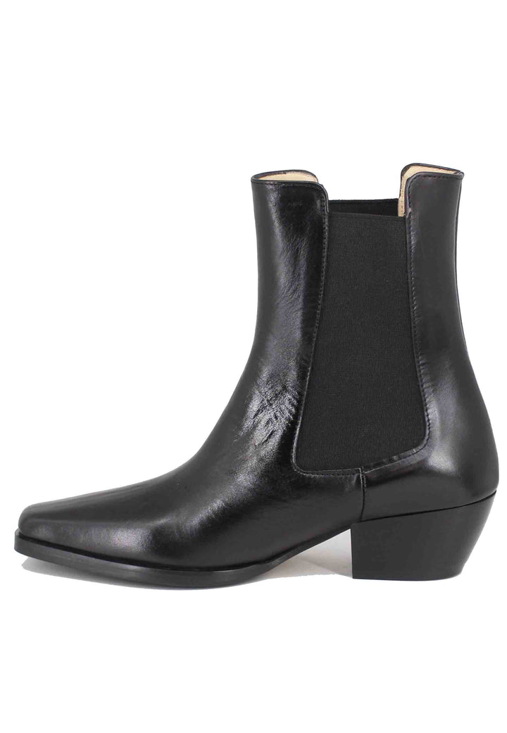 Spatarella Stivaletti chelsea boot donna in pelle nera punta quadra Offerta speciale