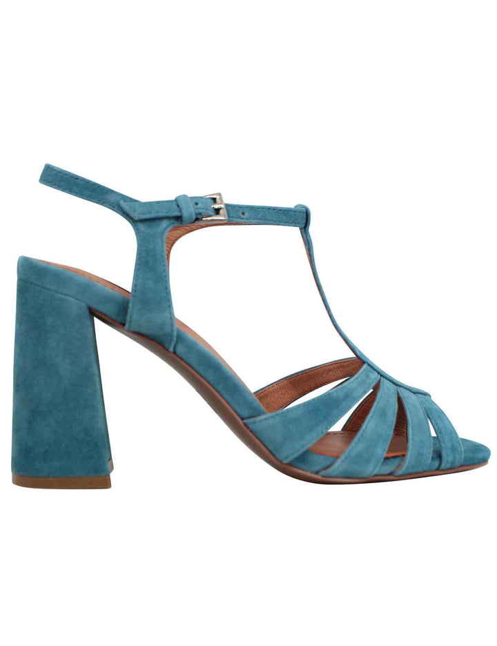 Spatarella Sandali donna slingback in camoscio turchese con tacco alto e punta quadra Azalea Flash Sale