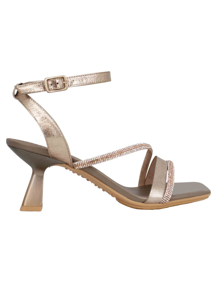 Spatarella Sandali donna in pelle bronzo con punta quadra e cinturino alla caviglia Fornitura limitata