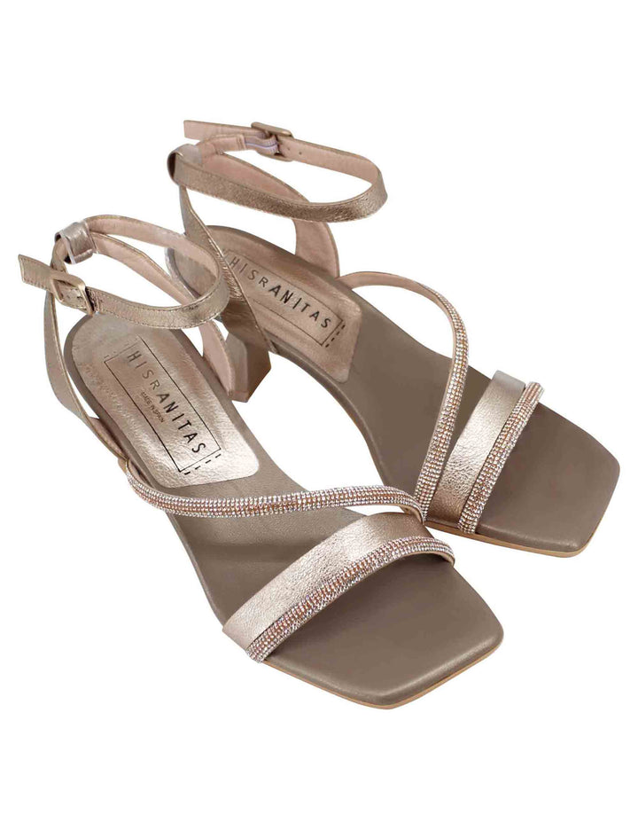 Spatarella Sandali donna in pelle bronzo con punta quadra e cinturino alla caviglia Fornitura limitata