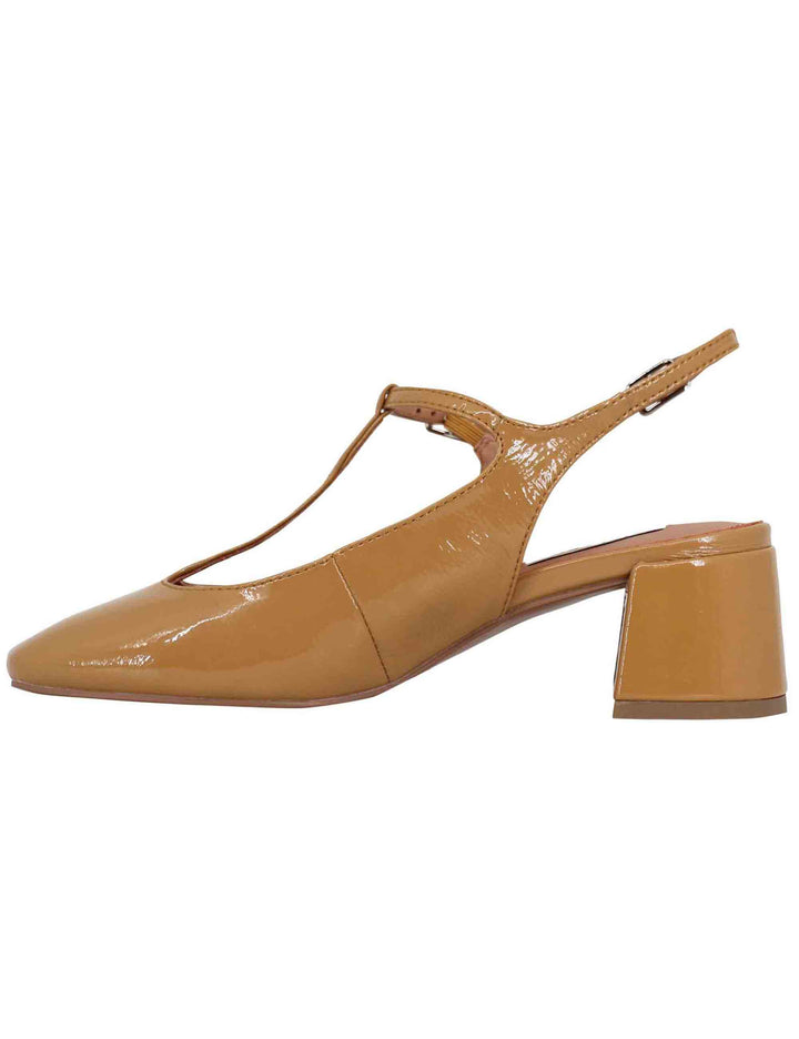 Spatarella Decollete slingback donna in vernice cammello con doppio cinturino Mignon Offerta esclusiva