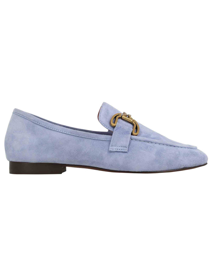Spatarella Mocassini donna in camoscio celeste con mosetto e tacco basso Zagreb Vendite stagionali