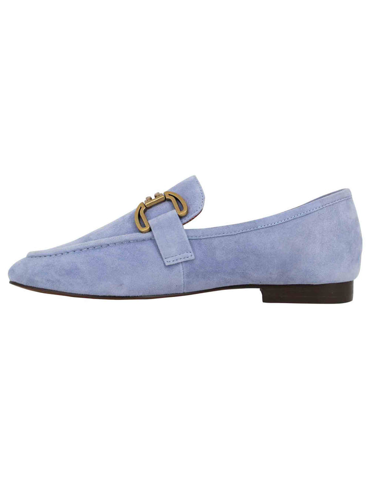 Spatarella Mocassini donna in camoscio celeste con mosetto e tacco basso Zagreb Vendite stagionali