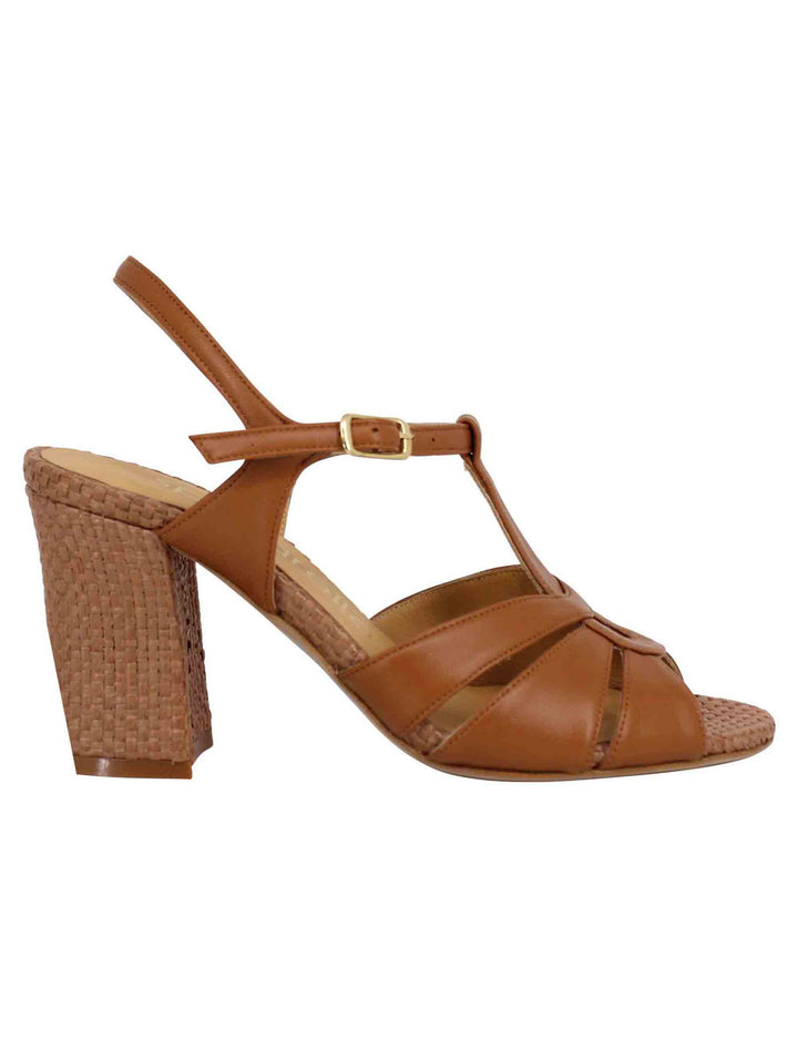 Spatarella Sandali slingback donna in pelle cuoio con tacco alto Black Friday