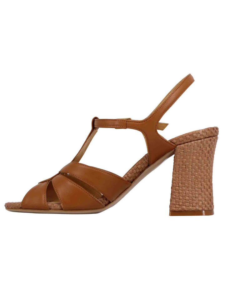 Spatarella Sandali slingback donna in pelle cuoio con tacco alto Black Friday