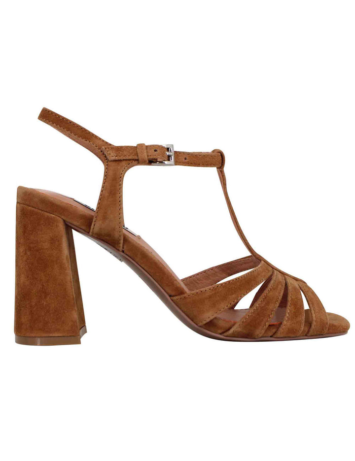 Spatarella Sandali donna slingback in camoscio cuoio con tacco alto e punta quadra Azalea Cyber Monday