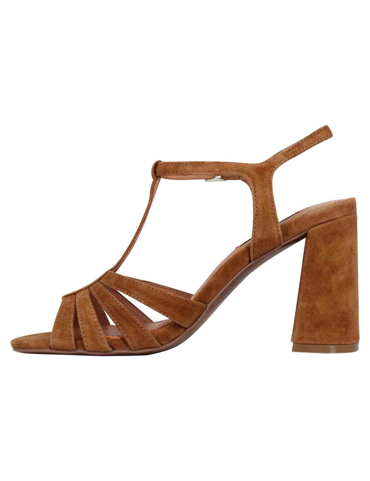 Spatarella Sandali donna slingback in camoscio cuoio con tacco alto e punta quadra Azalea Cyber Monday