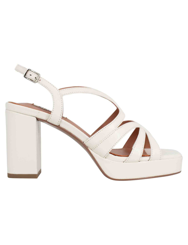Spatarella Sandali slingback donna in vernice bianca con tacco plateau e punta quadra Offerta natalizia