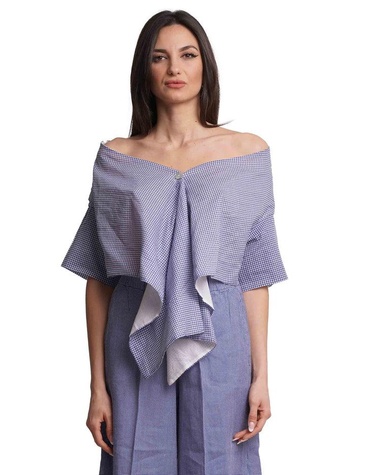 Spatarella Stole donna in cotone blu e bianca Offerta per la Festa della Mamma