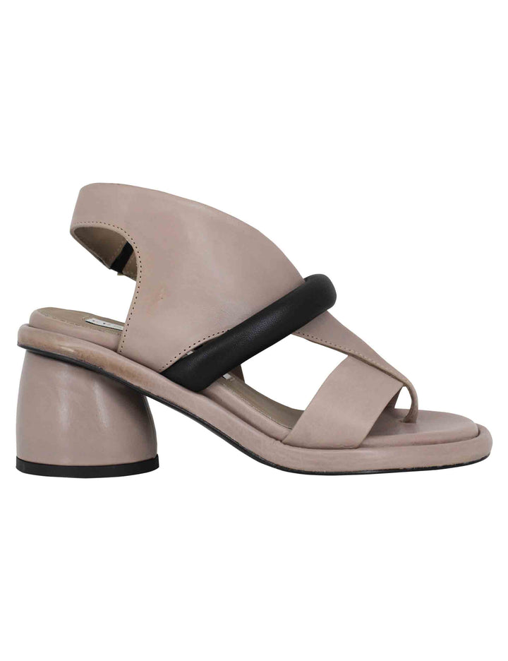 Spatarella Sandali infradito donna in pelle taupe con punta tonda Vendita calda