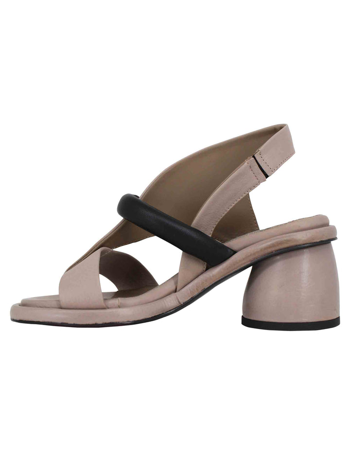 Spatarella Sandali infradito donna in pelle taupe con punta tonda Vendita calda