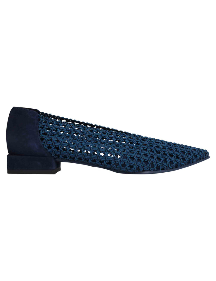 Spatarella Decollete donna in tessuto blu elasticizzato tacco basso Latest fashion