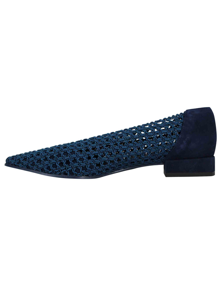 Spatarella Decollete donna in tessuto blu elasticizzato tacco basso Latest fashion